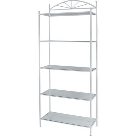 Etagere 5 Ripiani SOLE in Ferro Battuto Colori Ferro: Alluminio - Dimensioni Etagere: 32 x 32 H. 175 (1/3)