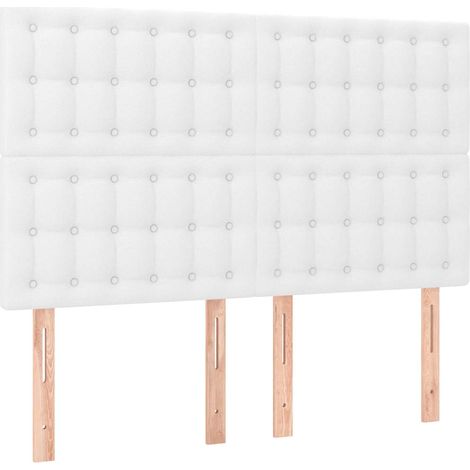 Maison Exclusive - Cabecero de cama blanco 144x5x118/128 cm piel (1/5)