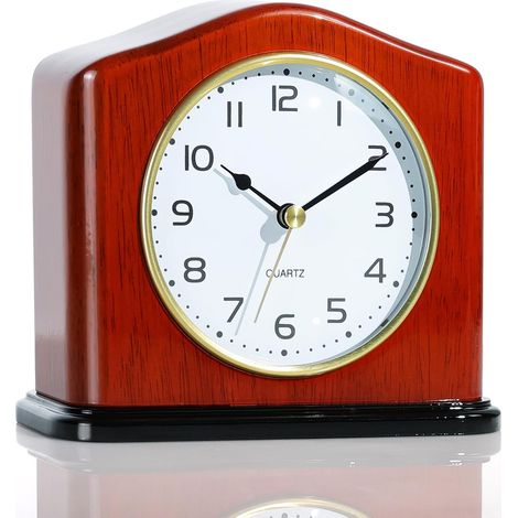 Horloge à Poser en Bois Massif – Horloge de cheminée Artisanale au Fini laqué Brillant, Mouvement Quartz Silencieux, Design élégant pour Salon, Bureau ou Chambre (1/5)
