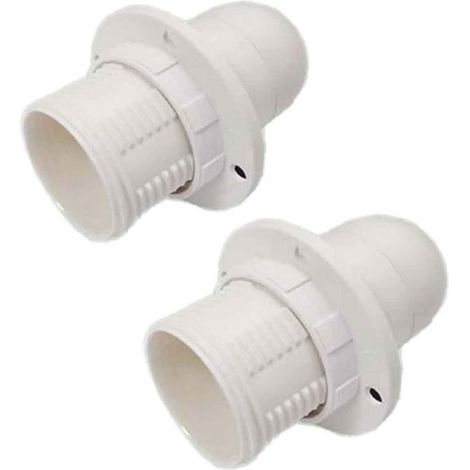 2 Pezzi Portalampade E14, Portalampada in Termoplastico Bianco Con Ghiera