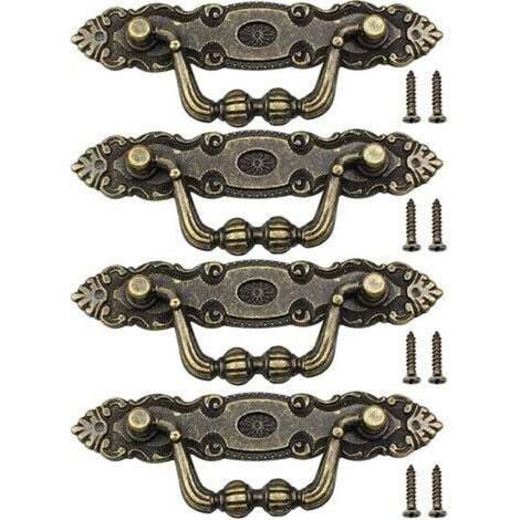 4 Stück Schubladengriff Antik Bronze Türgriff Vintage Möbelgriffe für Möbeltür Schrank mit Schrauben