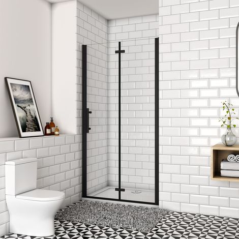 120x195cm Schwarz Faltbar+drehbar 6mm Nano ESG Glas Duschkabine Duschabtrennung (1/5)