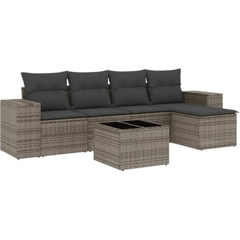 Maison Exclusive - 6-tlg. Garten-Sofagarnitur mit Kissen Grau Pol