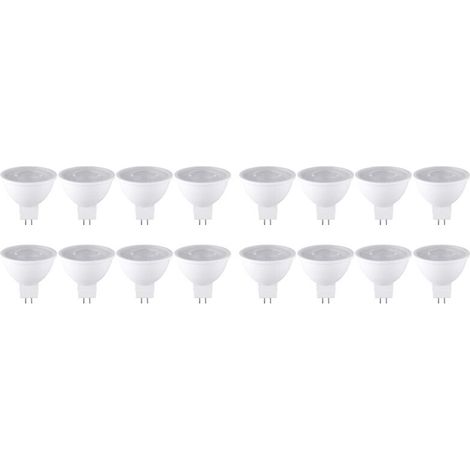 16 bombillas LED MR16 de 7 W con base GU5.3, 6000 K, 520 lúmenes, luz blanca para lámparas de techo, iluminación de riel y uso doméstico.