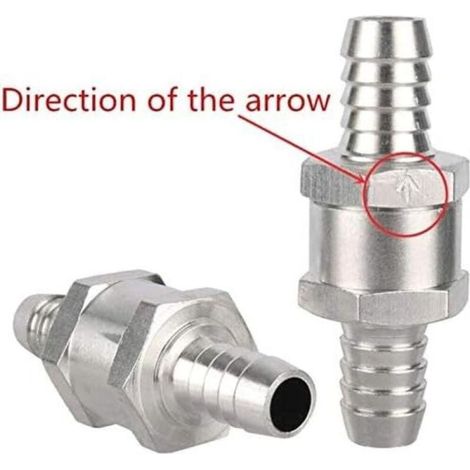 2 Pièces Clapet Anti-Retour 8MM Valve de Carburant en Alliage d'Aluminium Non Retour Clapet Anti-Retour pour Essence Diesel Carburateur Systèmes de Carburant à Basse Pression (8MM) (1/5)