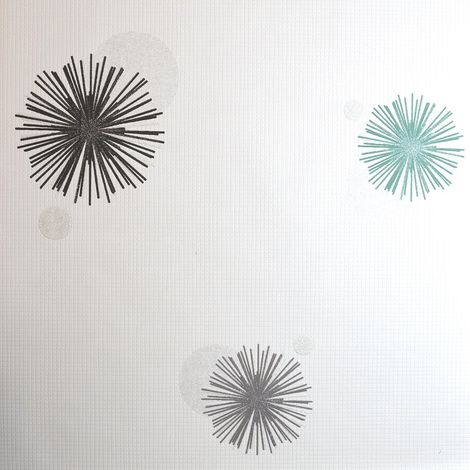 Dandelion Floral Wallpaper White Green Grey Paste The Wall Vinyl Textured Tile (1/4)