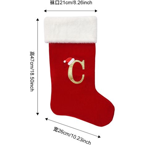 Grandes chaussettes de Noël, décorations de Noël, ornements de lettres anglaises, chaussettes à lettres, sacs cadeaux de dessins animés pour enfants