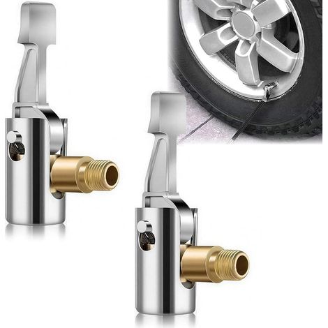 2 Pièces Embout Gonflage Pneu Voiture,Mandrin D'Air en Laiton,Adaptateurs de Valve de Pneu pour Voiture,Adaptateur de Buse Filetée,pour Pompe Velo Moto Auto Connecteur Rapide Accessoire Embout (1/5)