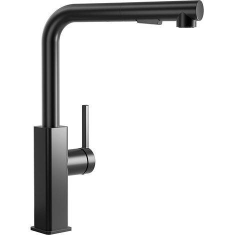 Robinet Salle de Bain Noir Cascade Moderne, Robinet Lavabo avec Bec Haut 180mm en Acier Inoxydable, Mitigeur Lavabo Eau Chaude Froide pour Salle de Bain (Brossé) (1/5)