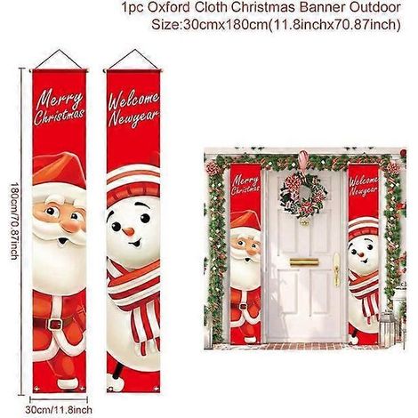 Décoration de porte de Noël, bannière Joyeux Noël, décoration à suspendre pour la maison, ornement de Noël, cadeau de bonne année, Père Noël, bonhomme de neige (1/5)
