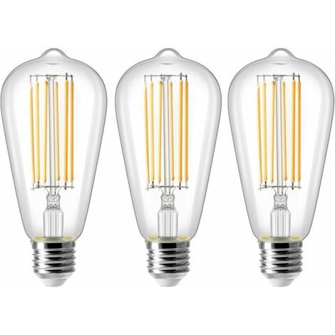 8W E27 ST64 Ampoule LED, Ampoule à Filament Vintage Edison, Equivalent à 80W, Blanc Chaud 2700K, 800LM, Rétro Décorative La (1/4)