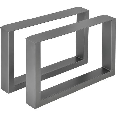 Juego de 2 patas de mesa para mueble rectangulares de metal 64 cm gris acero 030003672