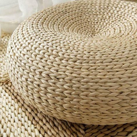 Cuscino tatami rotondo in paglia, cuscino da pavimento naturale, cuscino rotondo per meditazione yoga, cuscino in stile giapponese 40 cm (1/5)