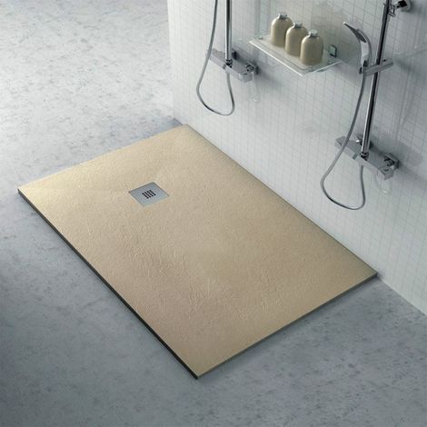 Piatto doccia 80x100 cm tortora effetto pietra in resina riducibile Karen (1/5)