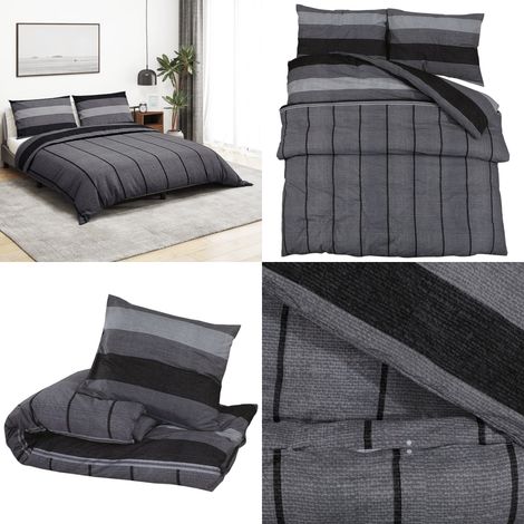 Ensemble de housse de couette gris foncé 200x200 cm Coton - Housses De Couette - Linge De Lit - Drap Housse - Literie - Coton - Home & Living (1/5)
