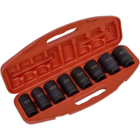 Metric Impact Socket Set 8pc Deep 3/4""Sq Drive In A storage Case Sealey AK885 (1/3)