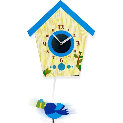 Reloj infantil con péndulo PÁJARO azul (1/3)