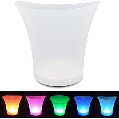 Cubo de hielo LED, enfriador de champán LED de 5 litros, cambio de color multicolor, adecuado para temas de fiesta/hogar/bar/club, contenedor de bebidas a prueba de agua, puede contener champán, vino,