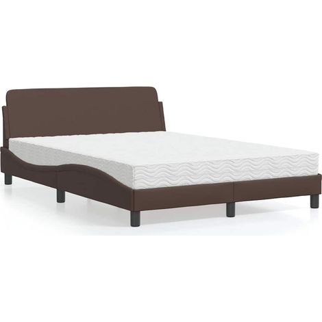 Bett mit Matratze "Dover" Braun 140x200 cm Kunstleder