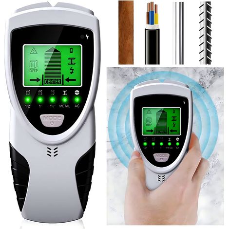 Scanner mural 5 en 1 avec écran LCD pour bois AC fil métal tuyau, electric cable detector, LCD display, Sound warning (1/5)