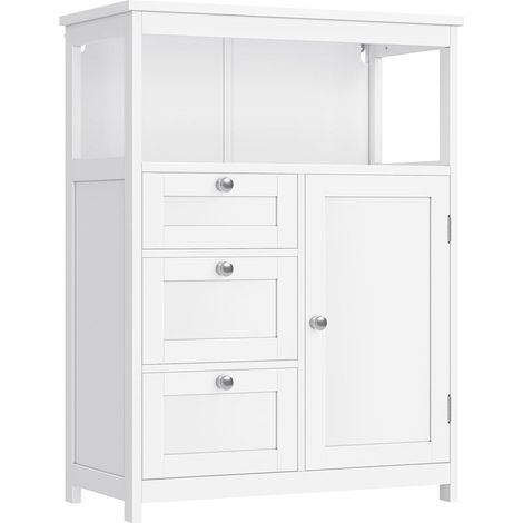 Mobile contenitore per bagno 30 x 60 x 80 cm cassettiera mobiletto con 3 cassetti ripiani regolabili bianco 120006481
