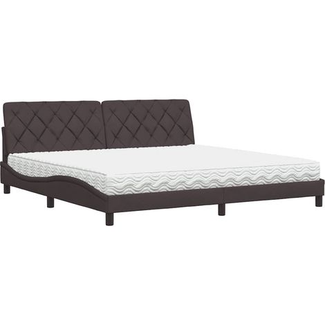 Letto con Materasso Marrone Scuro 200x200 cm in Tessuto (1/5)