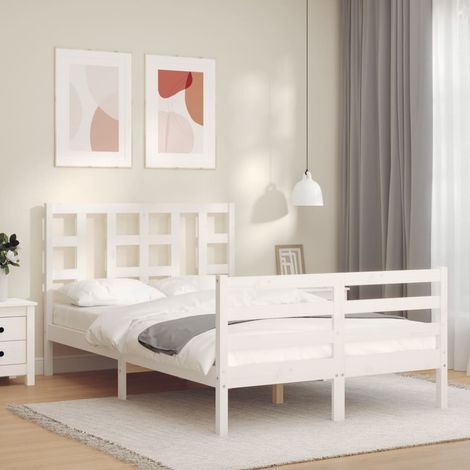 Massivholzbett mit Kopfteil Weiß 120x200 cm vidaXL (1/5)