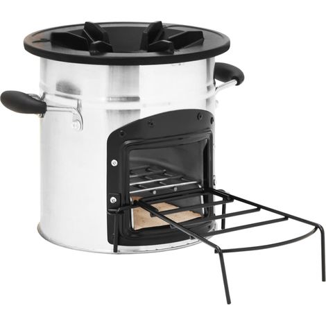 Cocina leña camping acero inoxidable plateado 45,5x33x25,5 cm vidaXL