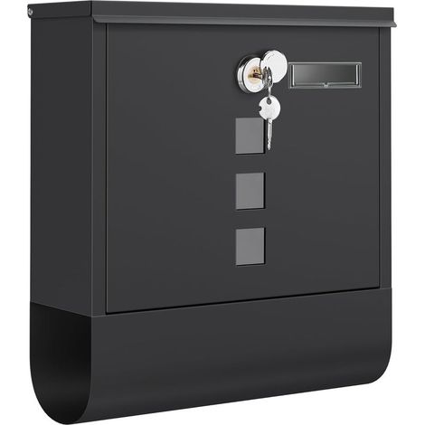 Buzón de pared con cerradura, tapa giratoria, ventana de visualización, placa identificativa, compartimento para periódicos, fácil instalación, 9,5 x 30,5 x 33,3 cm, negro (1/5)