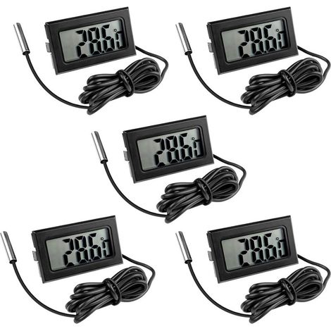 5 Pièces Thermomètre Frigo Digital, Sonde Temperature Numérique avec Écran LCD, Thermomètre Température avec Sonde de Température Capteur Testeur pour Réfrigérateur Congélateur Aquarium (1/5)