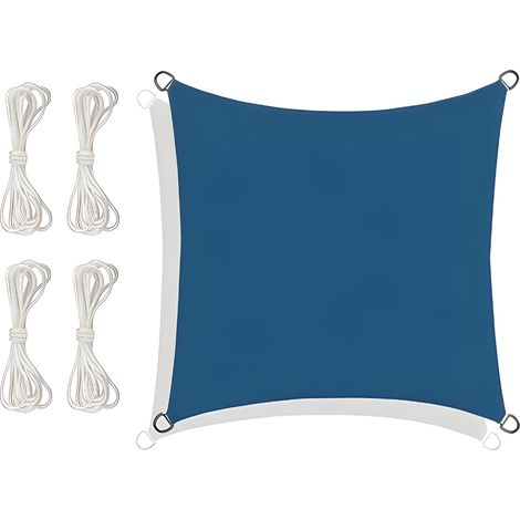 Voile d'ombrage, imperméable, anti-UV, carré, 3,6 x 3,6, bleu (1/5)