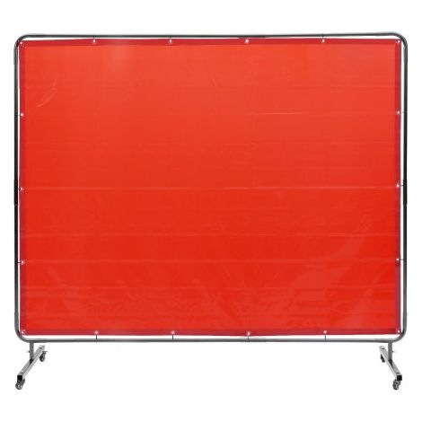 Schweißvorhang 1,8 x 2,4 m Schweißschutzvorhang aus Flammhemmendem Vinyl Schweißschutzwand mit 4 Schwenkrädern und einem 6-stufigen UV-Schutz Schweißerdecke Schweißschutz Rot (1/5)