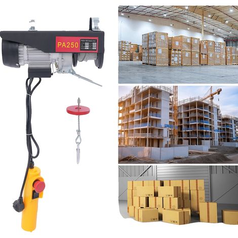 Verricello elettrico, portata 250 kg, altezza di sollevamento 18 m, velocità di sollevamento 10 m/min, dimensioni 34 x 13 x 13,5 cm, tensione 220 V (1/5)