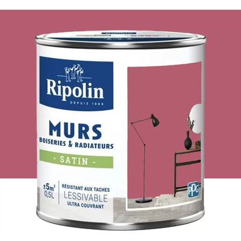 Peinture Murs, Boiseries, Radiateurs RIPOLIN Satin Rose sarrasin 0,5 L (1/3)