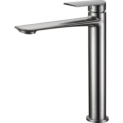 IMEX Miscelatore monocomando lavabo alto in ottone e zama finitura nichel spazzolato con cartuccia ceramica Ø35mm e tubi flessibili serie Ural Imex-BDG040-3NQ (1/3)
