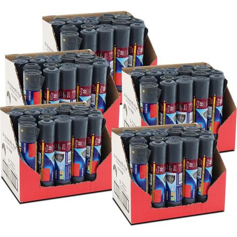 Lot de 100 sac poubelle renforcé, anti-fuite, ultra résistant, set de 10 rouleaux taille large, sac de déchets, capacité 50 L (1/2)