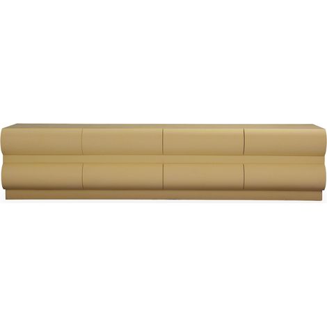 Cotecosy – Meuble TV 8 tiroirs arrondis en bois beige – Dimensions L180 x P41 x H40,5 cm – Finition lumineuse et contemporaine – Rangement optimisé (1/5)