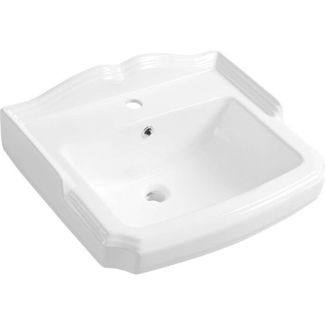 Aqualine Antik - Lavabo 58x47 cm, con 1 foro per miscelatore, bianco AK102