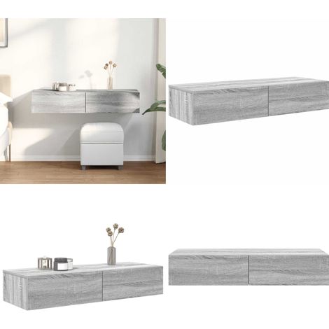 vidaXL Wandregal mit Schubladen Grau Sonoma 100x36x19 cm Holzwerkstoff (1/5)