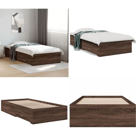 Cadre de lit avec tiroirs sans matelas chêne marron 75x190 cm - Cadre De Lit - Lit Double - Meuble De Chambre - Rangement Sous Lit - Tiroir De Lit - Home & Living (1/5)