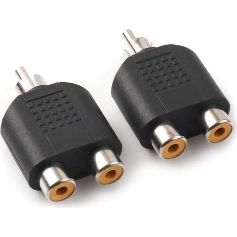 Adaptateur Rca - 1x Rca Mâle vers 2x Rca Femelle - Pour Connexion Audio Stéréo - 2 Pièces
