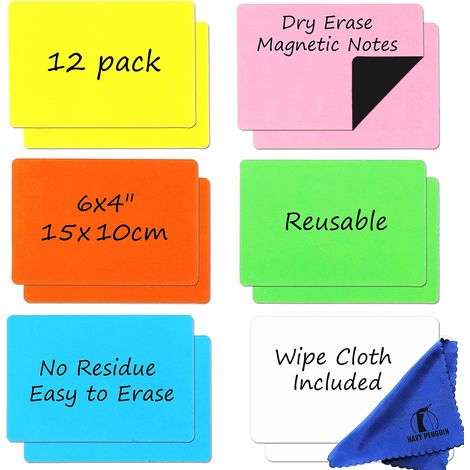 Pense-bête Magnétique Frigo 15x10 cm, Étiquette Magnétique Effaçable (1/5)