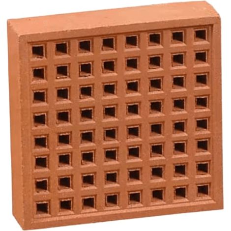 215mm x 215mm Square Hole Clay Air Brick Red (9" x 9")