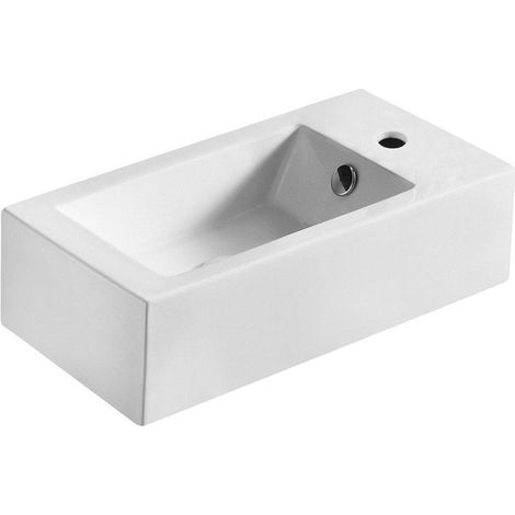 Nemo Spring Vigo petit lave-mains 250 x 500 x 145 mm porcelaine blanc rectangulaire pré-percé trou de robinet à droite avec trop-plein