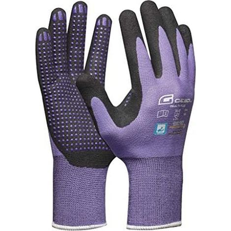 Gebol Multi Flex Lady  Guanti da lavoro con rivestimento in nitrile e gommini  Guanti in nitrile dermatologicamente testati  Guanti da giardinaggio con grip per donna  Taglia XS (Gr 6)  Lilla  1 (1/4)