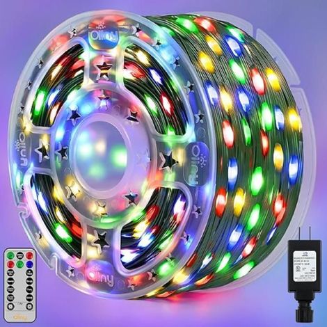 Guirlande lumineuse sapin 50 m 500 LED – 8 fonctions, télécommande – 4 couleurs – Enfichable (1/4)