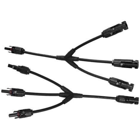 Pair Lntyq Y-Connecteur Panneau Solaire (1 à 3), Ip67, F/M/M et M/F/F, Panneau solaire Connecteurs de câble Distributeur en Y, Compatible avec 2,5mm2-6mm2 Connecteurs Solaire Photovoltaïques, Noir