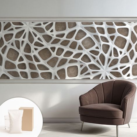 Papier peint intissé mural avec imprimé pour décoration pour salon pour chambre à coucher pour entrée Réseau en dentelle 250x104 cm (1/5)