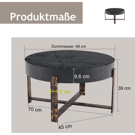 Table basse / table d'appoint, salon, plateau design, rangement caché, métal, 68 cm, table salon, design contemporain (1/5)