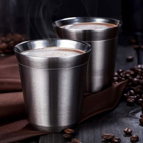 Tasse À Café Expresso - Acier Inoxydable 304 Double Paroi - 80 Ml - Pour Machine À Café - Lot De 1 (1/4)
